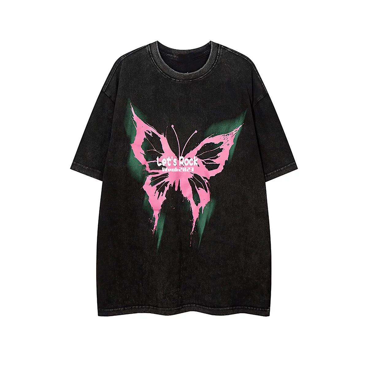 2023夏アメリカ風蝶柄ゆったり半袖Tシャツ/2023夏アメリカ風ビンテージパープルゆったりカーゴジーンズ番号ZT95