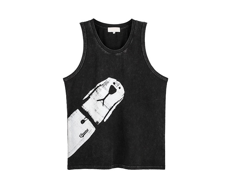 おもしろ犬プリントタンクトップ夏insアメリカンノースリーブTシャツ番号ZT132
