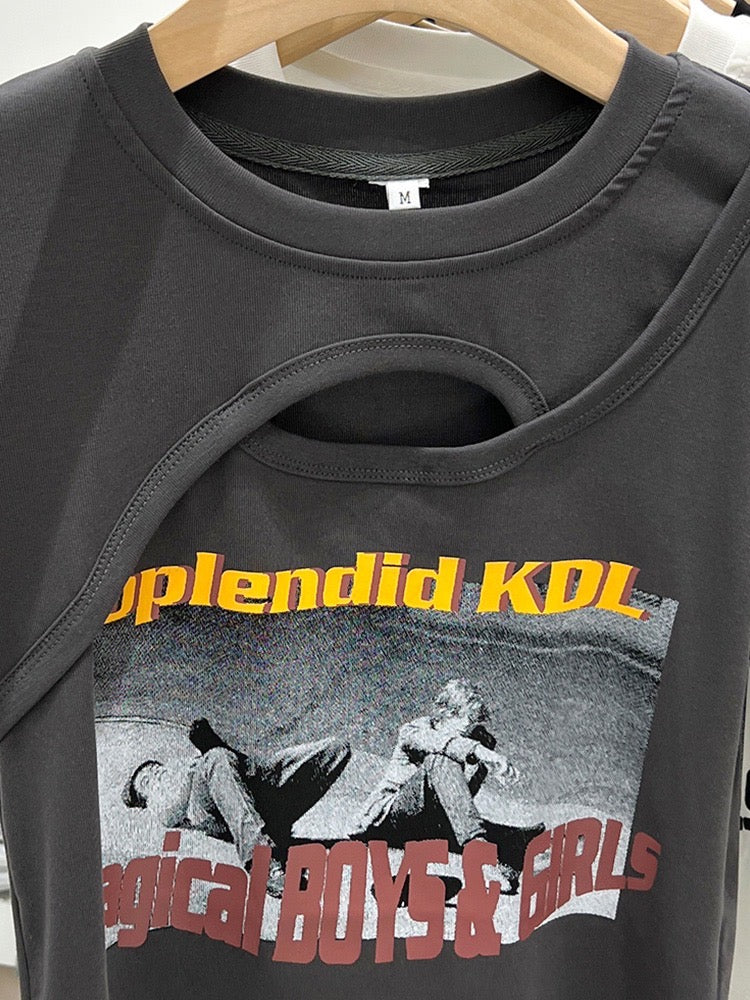 透かし彫り半袖Tシャツ2023新作ショートタイプ上着番号ZT134