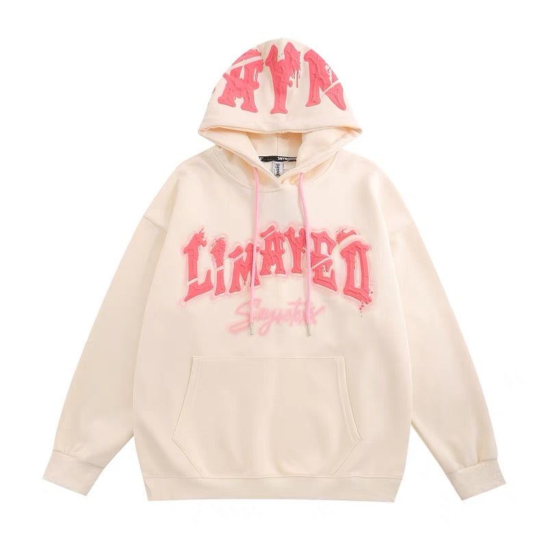 アメリカのヴィンテージヘビー級hiphopヒップホップ発泡プリントフード付きスウエットパーカー女性春秋ゆったりとしたハイストリートファッションコート番号ZT507