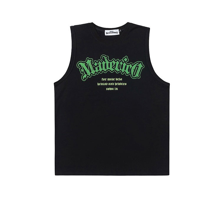 ハイストリートのコントラストカラータンクトップoversizeコーディネート自在のスウェットシャツTシャツ番号ZT169