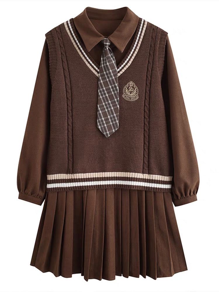 紐結びカシミヤ両面ラシャコート女性秋冬新作ゆったりロング丈ラシャコートカレッジ風タンクトップセットワンピース婦人服秋冬2023新作2点セットスカート番号 ZT556
