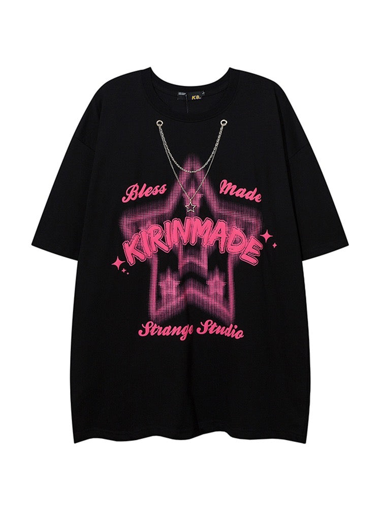 ネックレスTシャツゆったりペア半袖トップス アメリカンクラシックブラック正肩半袖Tシャツ女性夏2023新作スリムショートタイプドーパミン着用上着番号ZT185