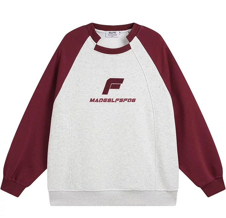 アルファベット刺繍混合色パーカー男女insゆったりラグラン袖カップル上着番号ZT607