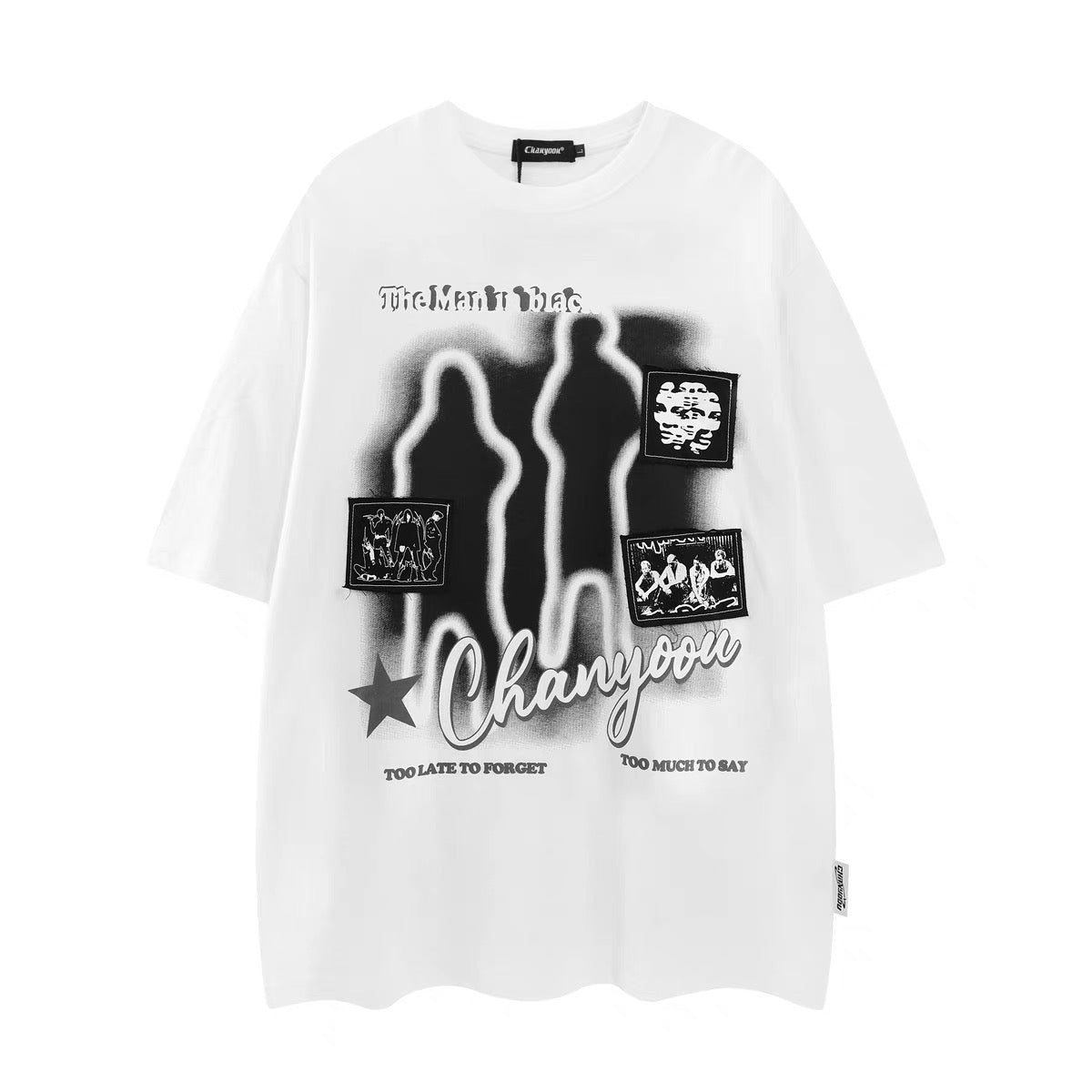 アメリカン新作男女Tシャツ夏のビンテージの人物柄ラベルカップル半袖ゆったりTシャツ番号ZT211