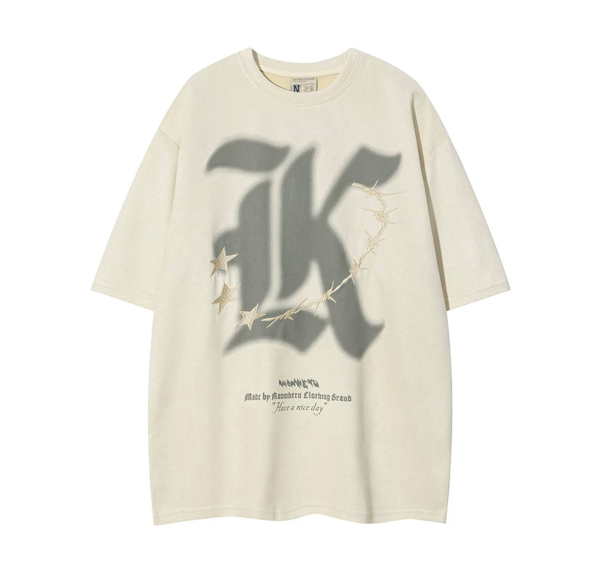 ハイストリート復古刺繍スエード半袖Tシャツメンズ夏のヘビーローテーションアメリカン半袖ins アメリカ式イエローパンツジーンズメンズ夏薄型ストレートパンツハイストリートoversize番号ZT220