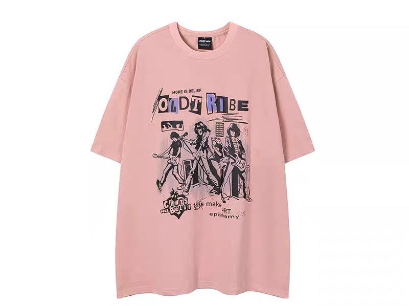 アメリカンヒップホッププリント半袖Tシャツ夏ゆったりコーディネート自在のカップルTシャツ番号ZT261