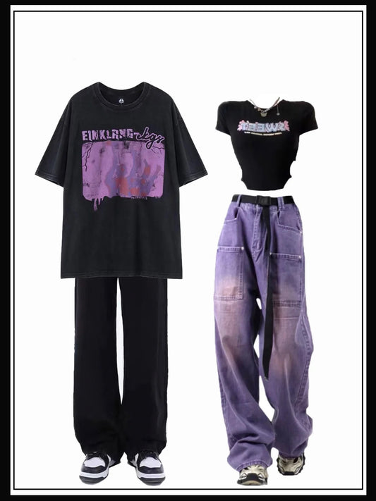 アメリカンヴィンテージウォッシュ半袖女性2023新作夏ゆったりvintageカップルTシャツ番号ZT278