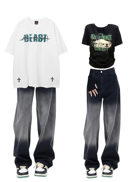 夏の新作ファッションブランドあいまいアルファベット半袖Tシャツ男女アメリカ式ゆったりコーディネート自在純綿Tシャツ番号ZT293