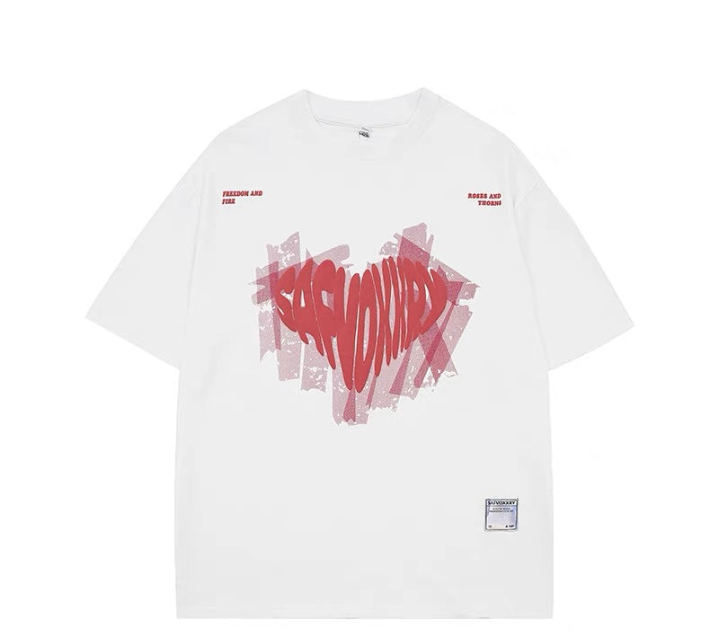 ハートカップルゆったりコーディネート自在Tシャツ男女insトレンドストリートヒップホップTシャツ番号ZT305