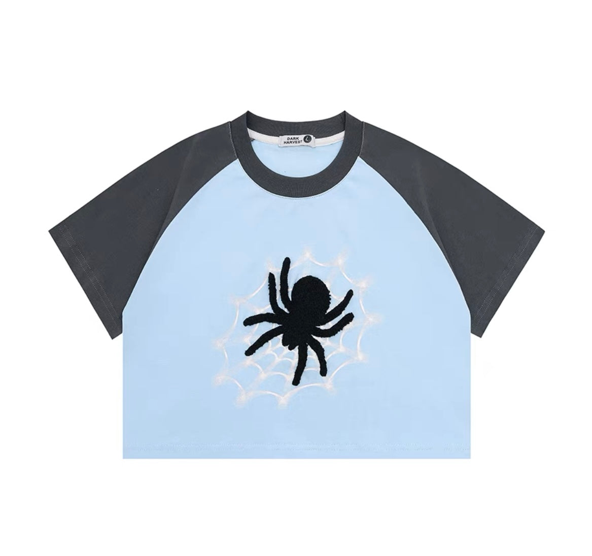 アメリカ風復古ストリートクモ刺繍プリントTシャツ男女ゆったりカップルカジュアル半袖上着夏 y2kタイプ星付きデニムショートパンツレディースハイウエスト着痩せホットパンツ番号ZT363