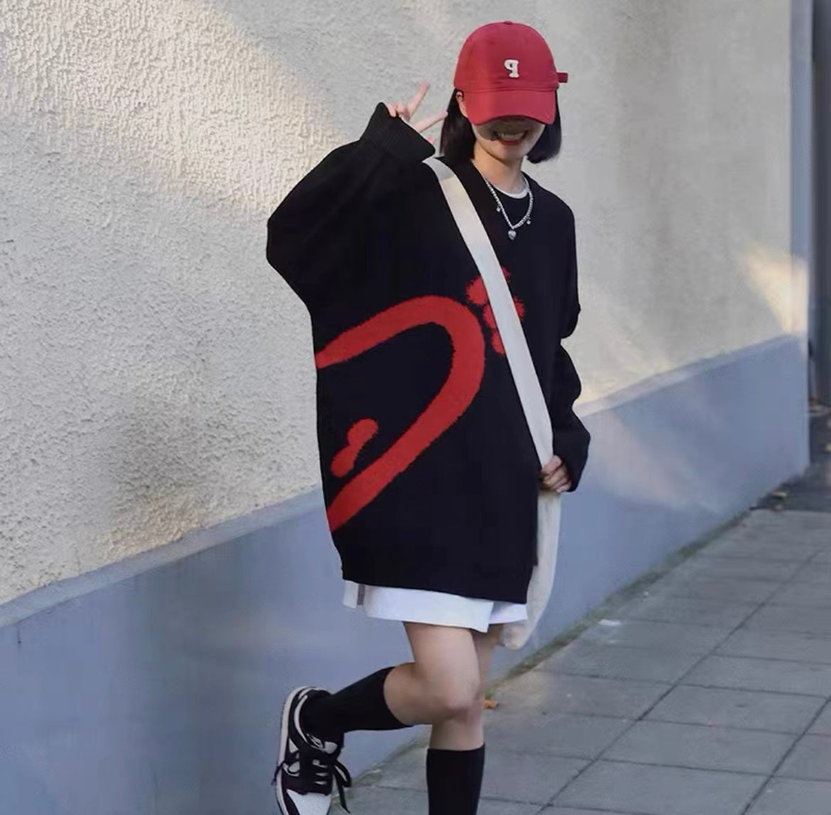 カップル服ハートセーターゆったり韓国風トレンド丸首プルオーバーニット番号ZT372