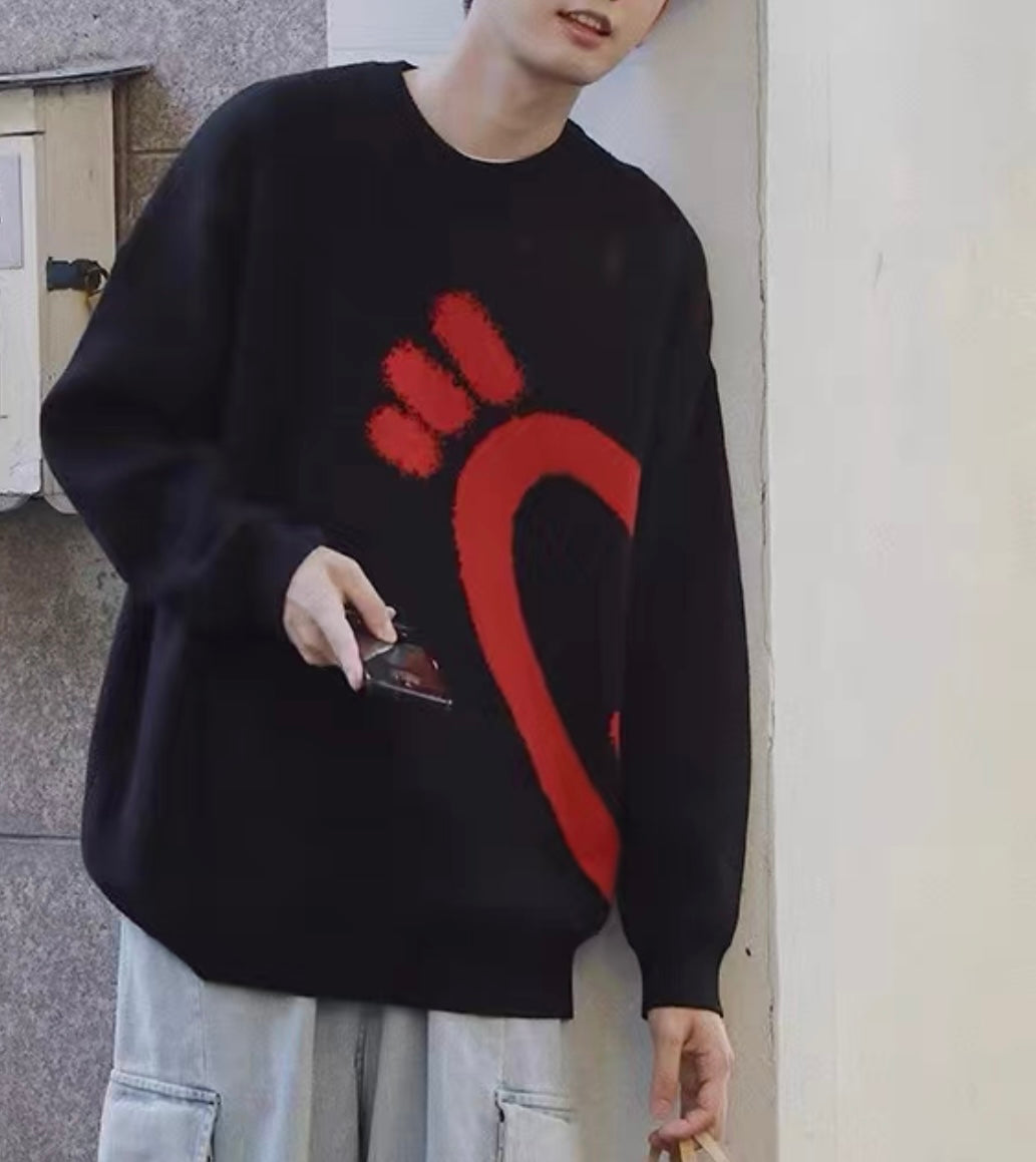 カップル服ハートセーターゆったり韓国風トレンド丸首プルオーバーニット番号ZT372