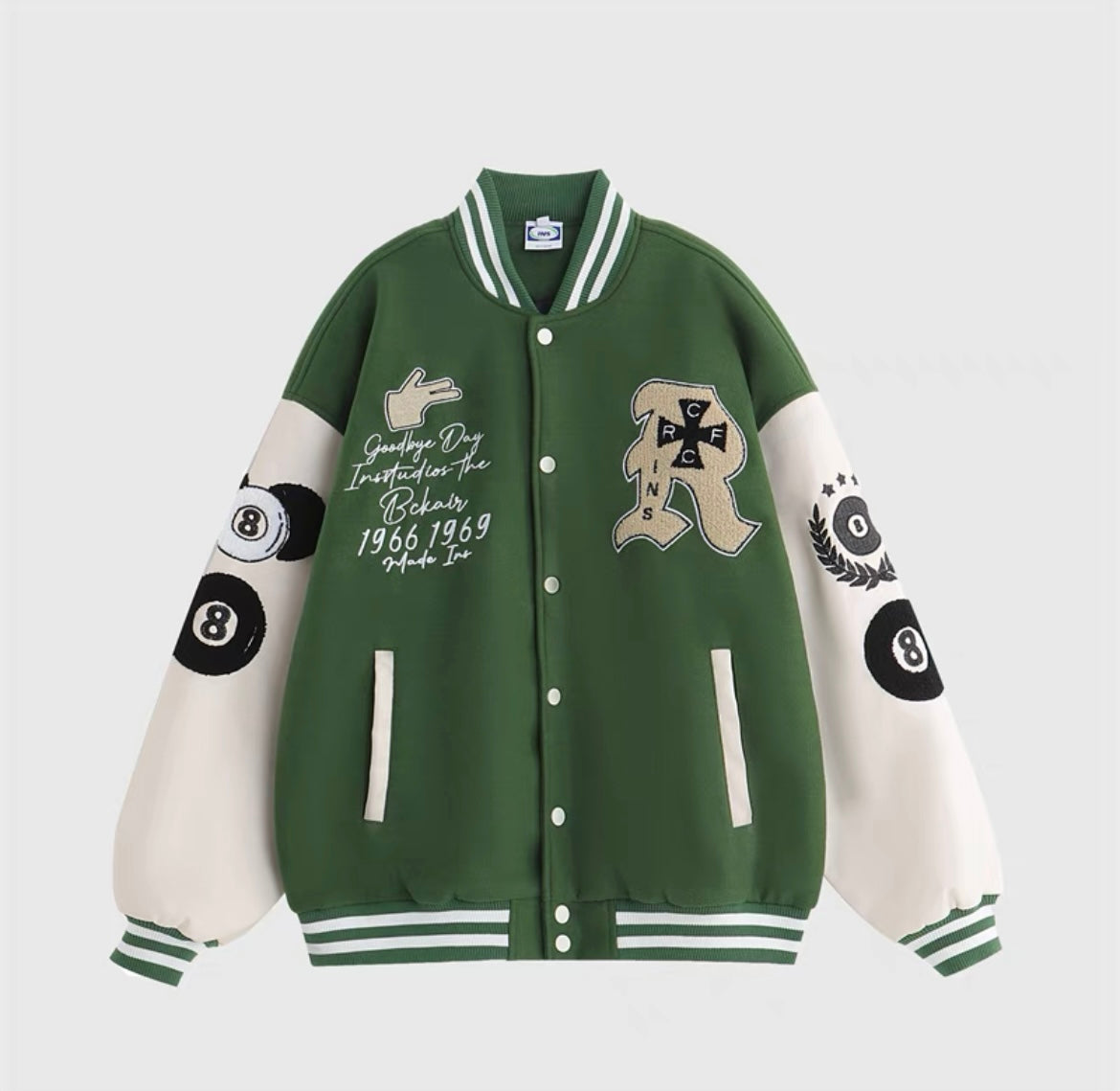 フロックLOGOブラックエイトボール服ペアアメリカンヴィンテージジャケットコート番号ZT407