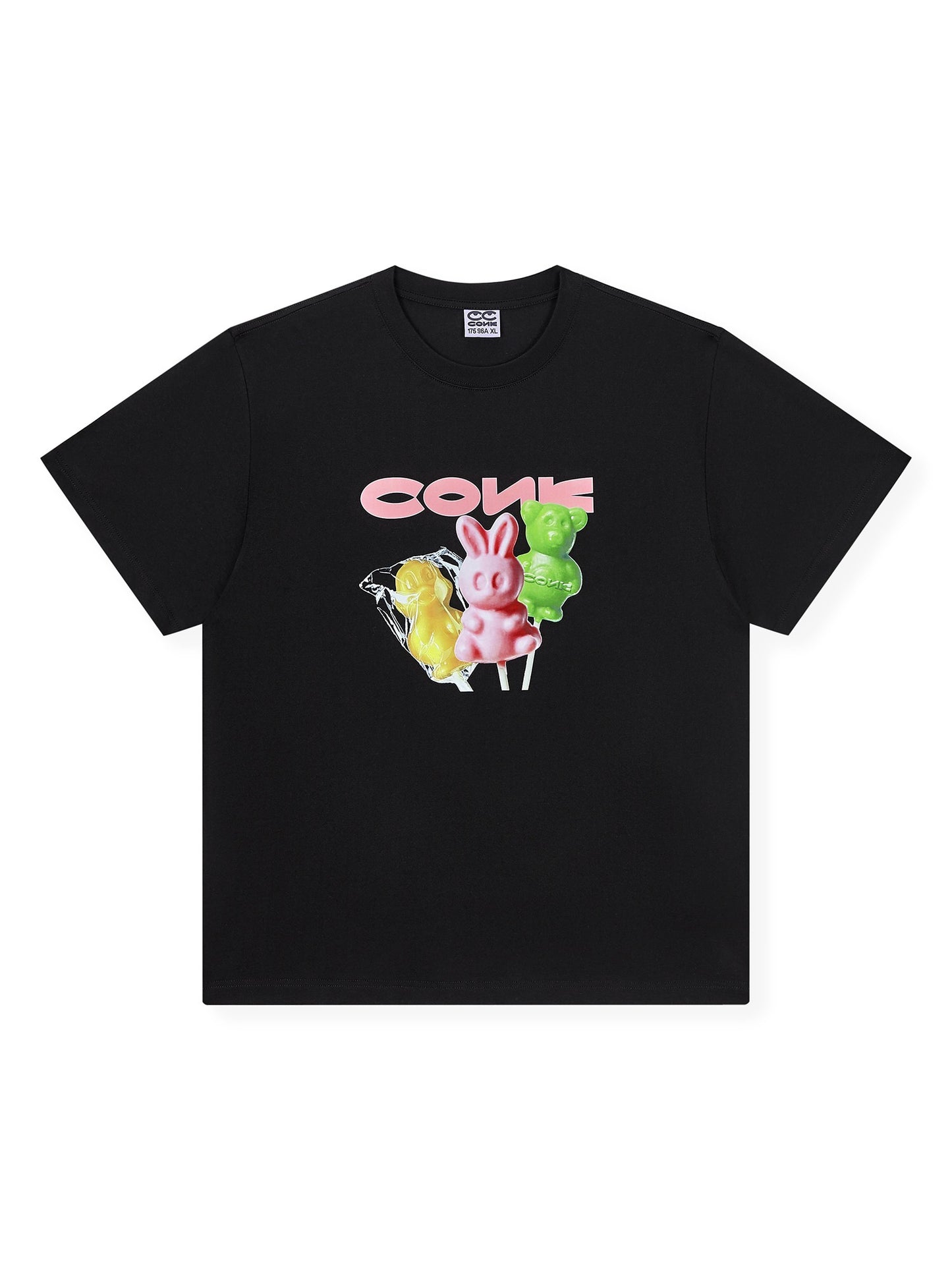 可愛い小兎ロリポップ半袖ゆったりカジュアルカップルTシャツ純綿上着 アメリカ式ハイストリートパンチジーンズ夏ハイウエストストレートルーズスリムワイドパンツ番号ZT98