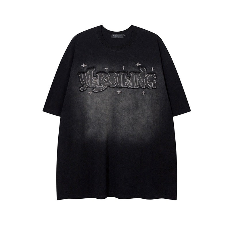 夏のグラデーションプリント刺繍半袖Tシャツカジュアルでコーディネート自在OVERSIZE hiphopワイドレッグアメリカンスウェットパンツ番号ZT118