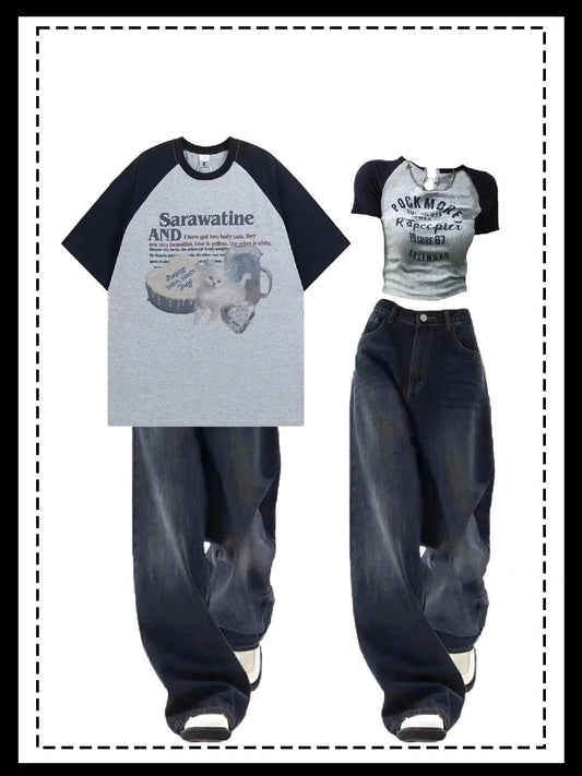 2023夏アメリカ風ストリートは甘いですoversize学院風ゆったりTシャツ番号ZT176