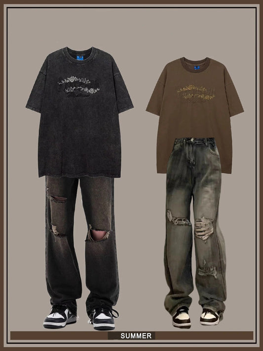 アメリカンウオッシュ加工半袖ペアルックTシャツ番号ZT321