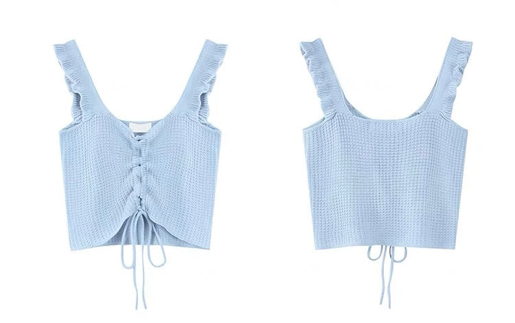 港風デニムジャケット女性春夏秋服2023新作洋風絞り染め上着ゆったりbfヒップホップデニムシャツトレンド/無欲風甘辛妹織布ファー付きキャミソール女性小部屋夏の外着感覚ブルータンクトップショート上着番号ZT553