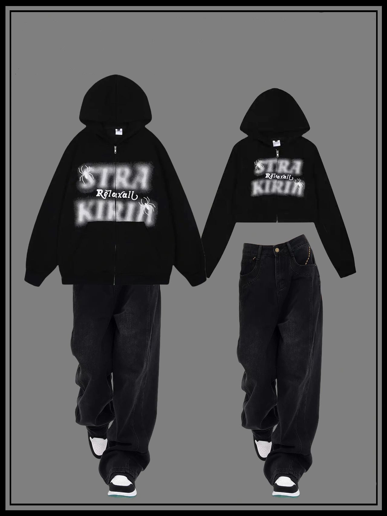 アメリカトレンド刺繍フード付きカーディガンスウェットパーカー男女ゆったりカップルコート番号ZT621