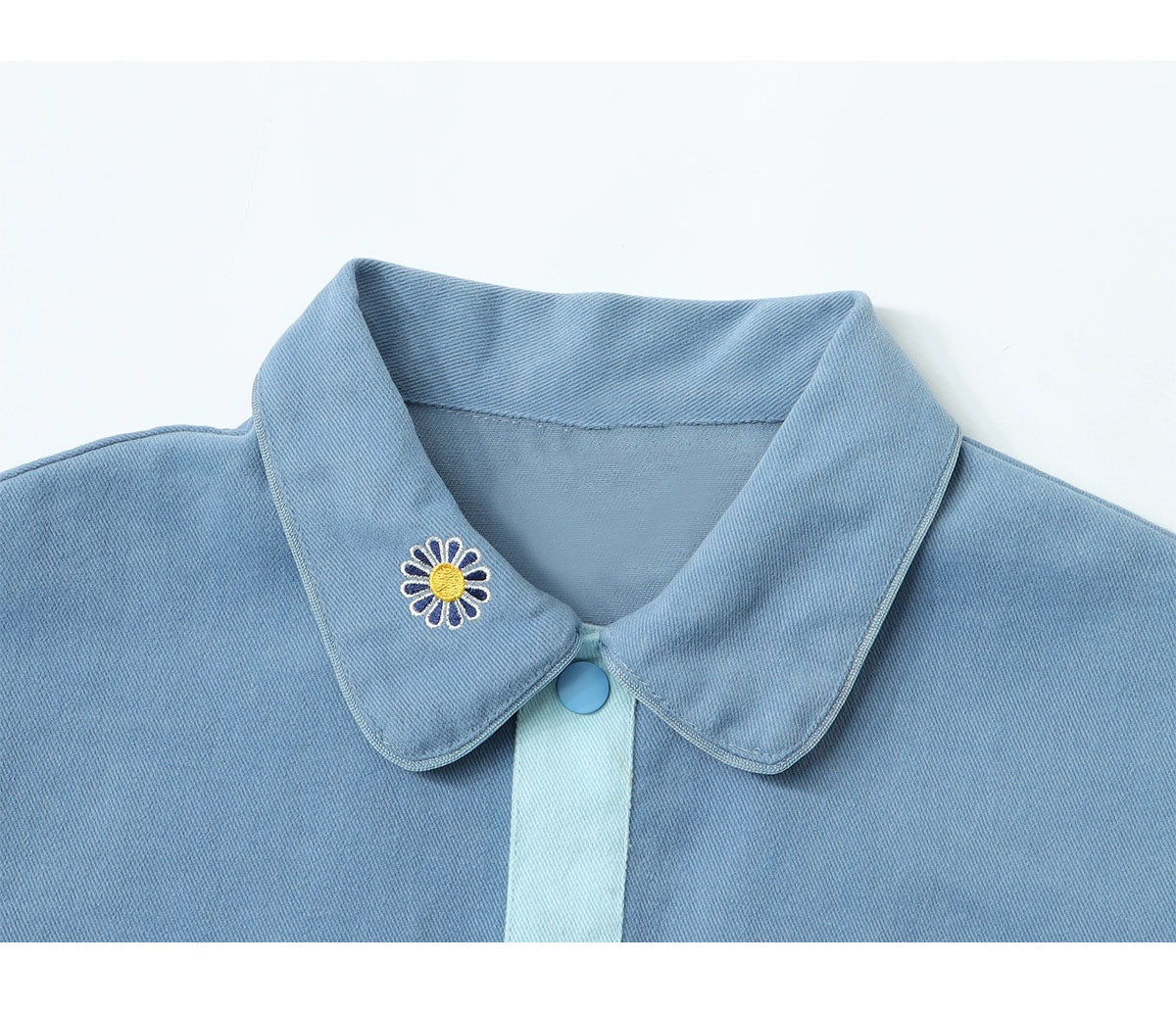 野球服ジーンズコートカップル春秋服ゆったり/新作ウォッシュ加工ライトブルージーンズバタフライパッチ刺しゅうゆったりワイドパンツハイウエスト番号ZT527