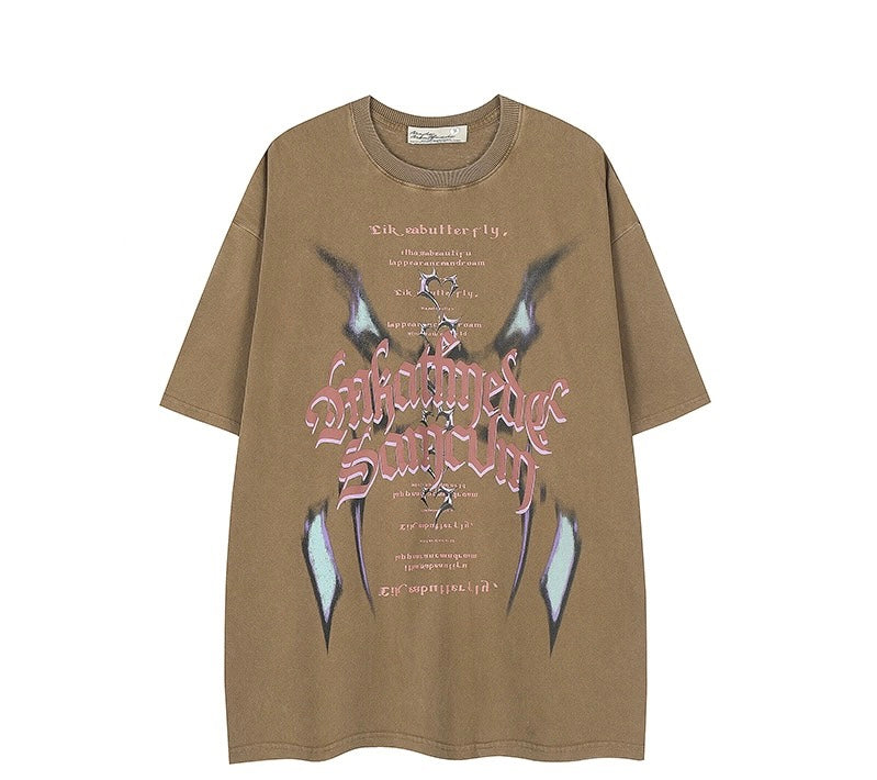 夏欧米レトロハイストリートヒップホップ半袖Tシャツinsトレンドブランドゆったり半袖上着/欧米vibe風ハイストリートジーンズinsトレンドブランドのゆったりストレートパンツ番号ZT340