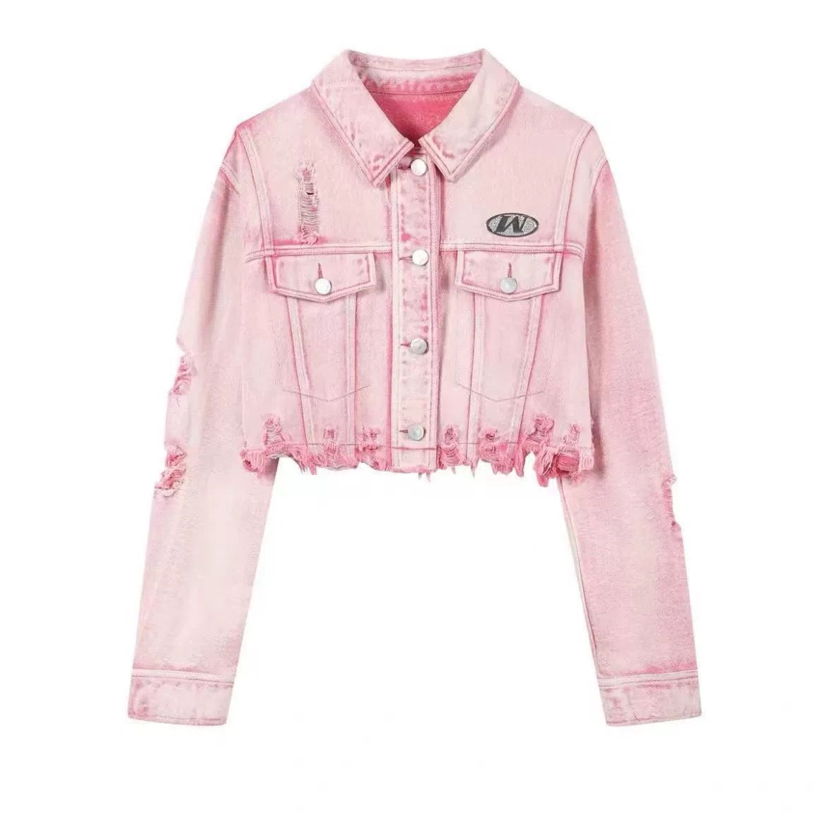 ウォッシュ加工穴あきピンクのデニムショートコート女性秋服ギャル甘めでゆったり着やせ長袖ブルゾンカーディガン/2023新作特注バカ売れタイプアルファベット半袖Tシャツ女夏百コーディネート丸首カジュアル着痩せ上着/アメリカンヴィンテージのマルチポケットカーゴデニムパンツハイストリートhiphopヒップホップでゆったりワイド脚カジュアルパンツ番号ZT496