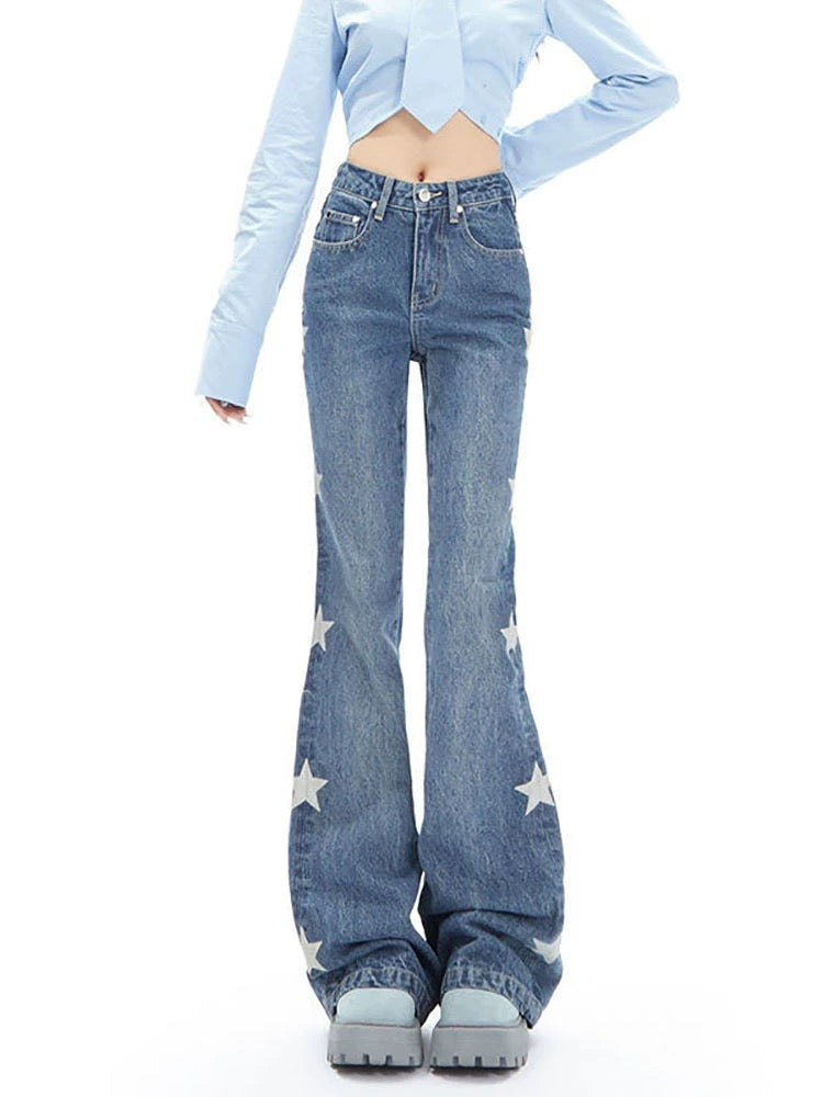 プリント半袖ネックレスアメリカンファッションoversizeカップルゆったりTシャツ純綿/夏着痩せジーンズ女性アメリカ風ビンテージ風ギャルスタープリントデザイン小粋フレアースリムパンツ番号ZT396