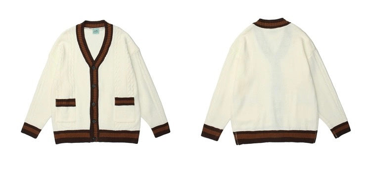 混合色カーディガンセーターメンズファッションブランド街頭ゆったりカップルカジュアルニットコート番号ZT384