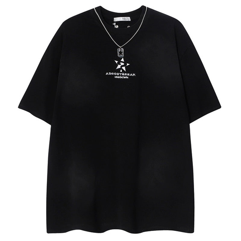 気品チェーン半袖Tシャツ日本風シンプルcos風アルファベットトレンド半袖/夏しっとりとした氷結速乾カジュアルカーゴパラブレットワイドレッグスポーツひも薄手ロングパンツ番号ZT327