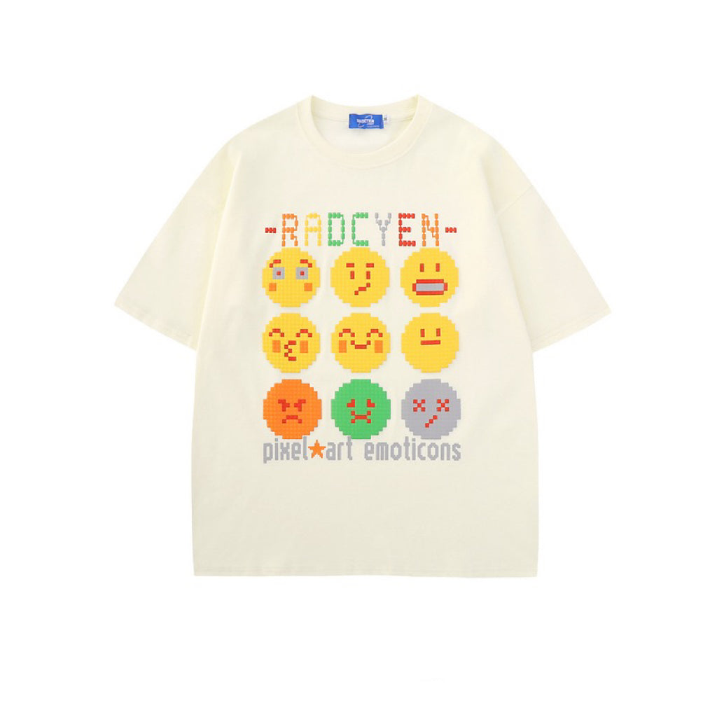 おもしろ顔プリントゆったり半袖Tシャツストリートコーディネート自在トップス/ゆったりスポーツカジュアルストレートハーロンパンツ番号ZT11