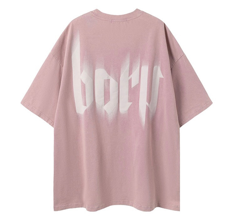 夏アメリカ風復古ストリート中性カップルTシャツ男女/2023年春夏ピンクストレートジーンズ番号ZT33