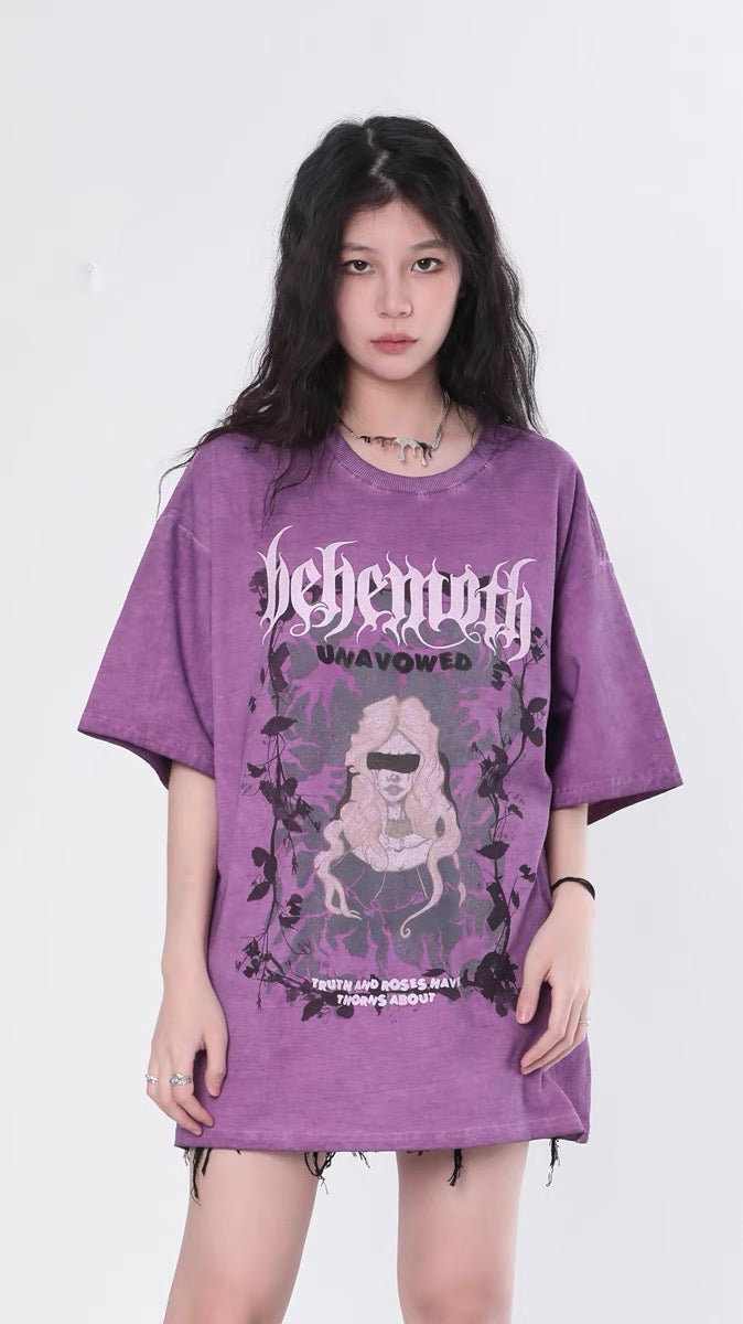 2023夏アメリカンビンテージ風ストリート風半袖Tシャツ/2023夏グラデーションデニムワイドパンツ番号ZT82